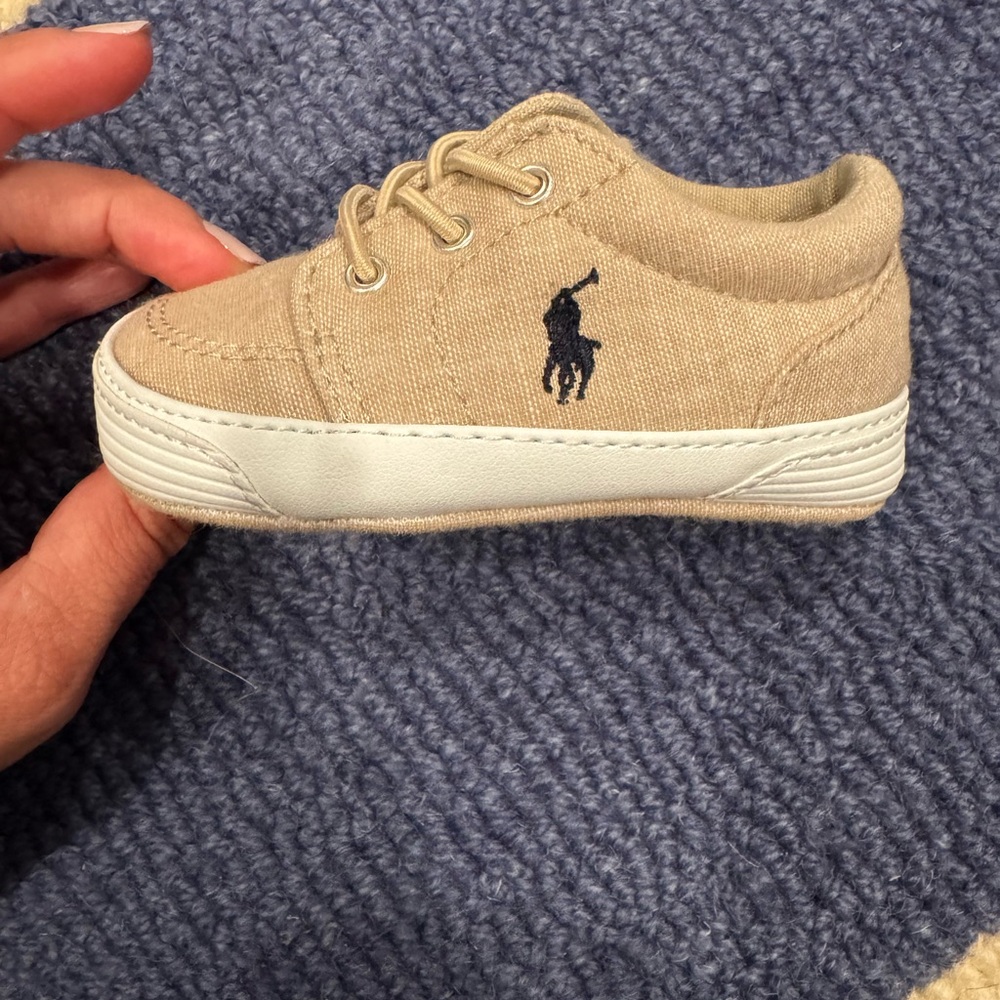 Polo by Ralph Lauren Tan and White Sneakers with Suede Finish